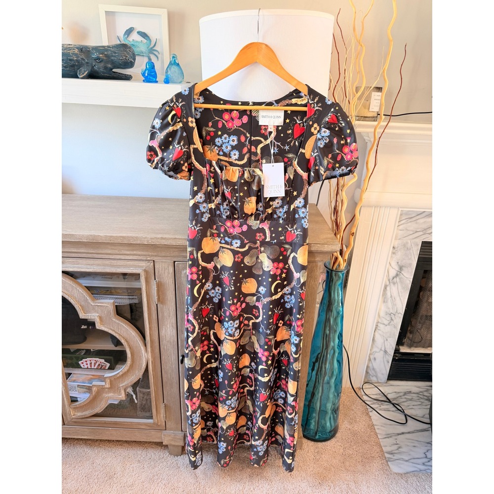 NWT Smith & Quinn Felicity Fruit of Love Maxi Dress Womens Black Print Size‎ M